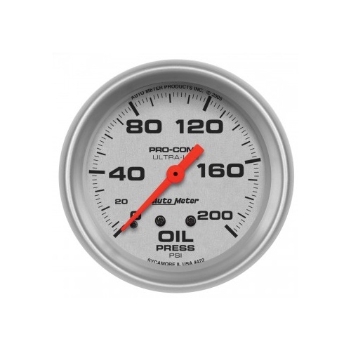 AUTOMETER GAUGE 2-5/8" OIL PRESSURE,0-200 PSI,MECHANICAL,ULTRA-LITE # 4422-SP
