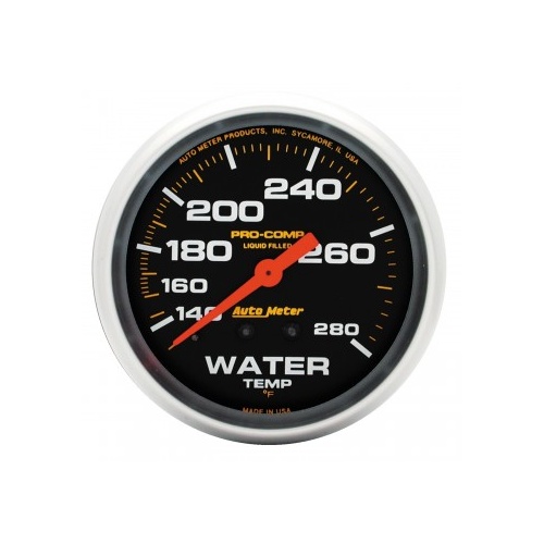 AUTOMETER GAUGE 2-5/8" WATER TEMPERATURE,140-280F,6 FT.,MECHANICAL,LIQUID FILLED,PRO-COMP # 5431