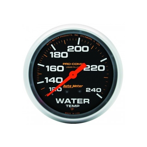 AUTOMETER GAUGE 2-5/8" WATER TEMPERATURE,120-240F,6 FT.,MECHANICAL,LIQUID FILLED,PRO-COMP # 5432