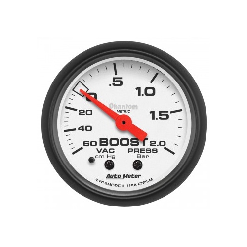 AUTOMETER GAUGE 2-1/16" BOOST/VACUUM,60 CM/HG-2.0 BAR,MECHANICAL,PHANTOM # 5703-M