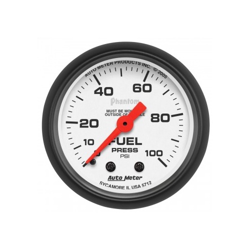 AUTOMETER GAUGE 2-1/16" FUEL PRESSURE,0-100 PSI,MECHANICAL,PHANTOM # 5712