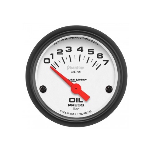 AUTOMETER GAUGE 2-1/16" OIL PRESSURE,0-7 BAR,AIR-CORE,PHANTOM # 5727-M
