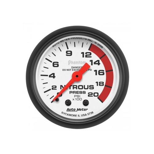 AUTOMETER GAUGE 2-1/16" NITROUS PRESSURE,0-2000 PSI,MECHANICAL,PHANTOM # 5728