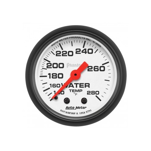 AUTOMETER GAUGE 2-1/16" WATER TEMPERATURE,140-280F,6 FT.,MECHANICAL,PHANTOM # 5731