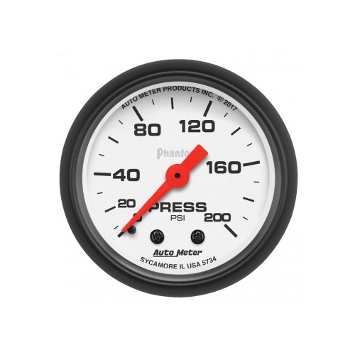 AUTOMETER GAUGE 2-1/16" PRESSURE,0-200 PSI,MECHANICAL,PHANTOM # 5734