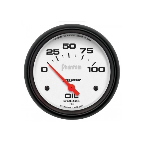 AUTOMETER GAUGE 2-5/8" OIL PRESSURE,0-100 PSI,AIR-CORE,PHANTOM # 5827