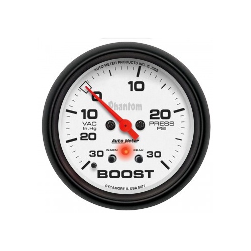 GAUGE 2-5/8" BOOST/VAC,W/ PEAK& WARN,30 IN HG/30 PSI,STEPPER MOTOR,PHANTOM # 5877