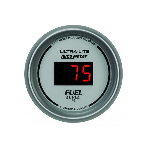 AUTOMETER GAUGE 2-1/16" FUEL LEVEL,PROGRAMMABLE 0-280 ?,DIG. SILVER # 6510