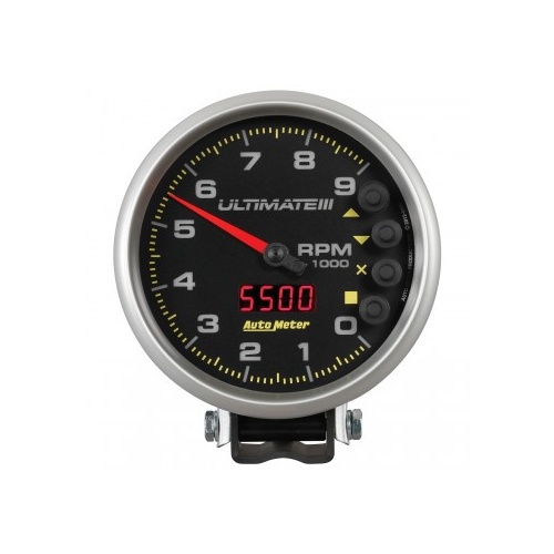 AUTOMETER GAUGE 5" TACHOMETER,0-9000 RPM,PEDESTAL,ULTIMATE III PLAYBACK,BLACK # 6887