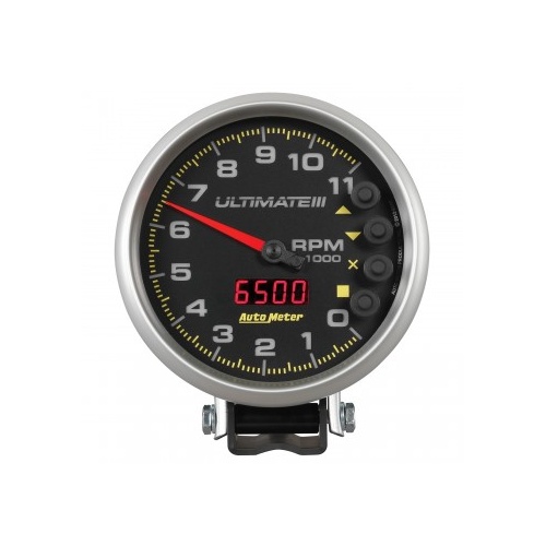 AUTOMETER GAUGE 5" TACHOMETER,0-11,000 RPM,PEDESTAL,ULTIMATE III PLAYBACK,BLACK # 6888