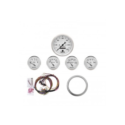 AUTOMETER 5 GAUGE DIRECT-FIT DASH KIT,CHEVY CAR 59-60,OLD TYME WHITE # 7034-OTW