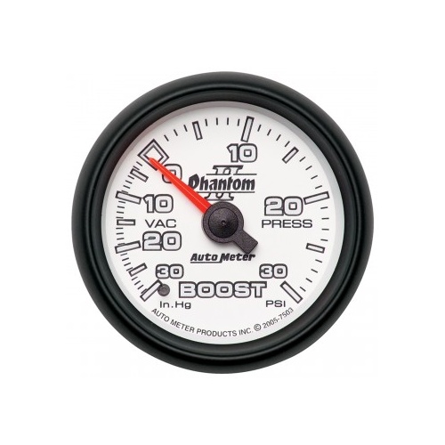 AUTOMETER GAUGE 2-1/16" BOOST/VACUUM,30 IN HG/30 PSI,MECHANICAL,PHANTOM II # 7503
