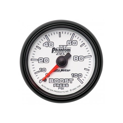 AUTOMETER GAUGE 2-1/16" BOOST,0-100 PSI,MECHANICAL,PHANTOM II # 7506