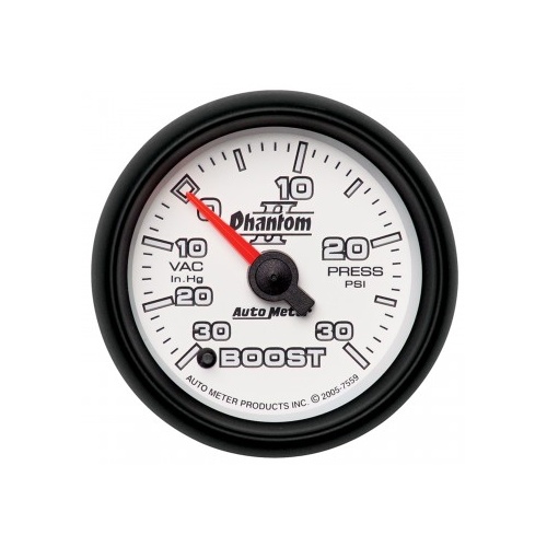 AUTOMETER GAUGE 2-1/16" BOOST/VACUUM,30 IN HG/30 PSI,STEPPER MOTOR,PHANTOM II # 7559