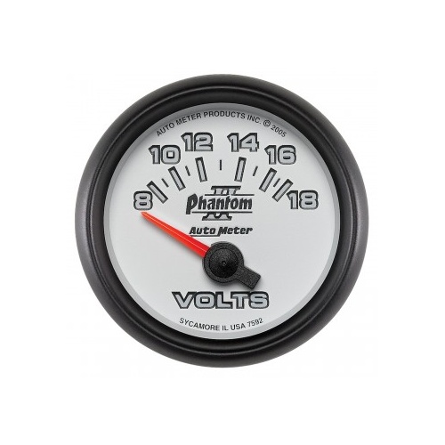 AUTOMETER GAUGE 2-1/16" VOLTMETER,8-18V,AIR-CORE,PHANTOM II # 7592