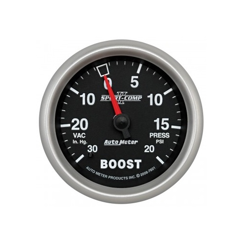 AUTOMETER GAUGE 2-5/8" BOOST/VACUUM,30 IN HG/20 PSI,MECHANICAL,SPORT-COMP II # 7601