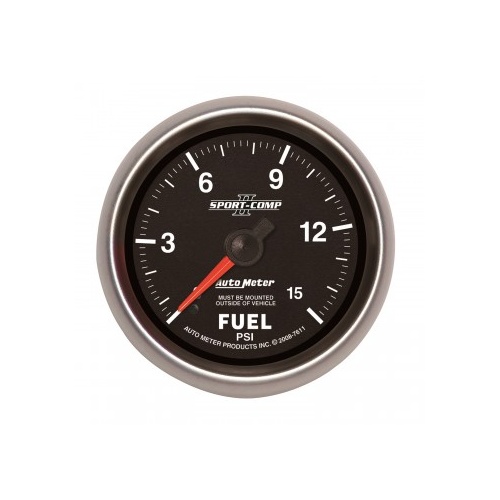 AUTOMETER GAUGE 2-5/8" FUEL PRESSURE,0-15 PSI,MECHANICAL,SPORT-COMP II # 7611