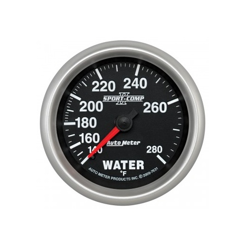 AUTOMETER GAUGE 2-5/8" WATER TEMPERATURE,140-280F,6 FT.,MECHANICAL,SPORT-COMP II # 7631