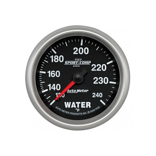 AUTOMETER GAUGE 2-5/8" WATER TEMPERATURE,120-240F,6 FT.,MECHANICAL,SPORT-COMP II # 7632
