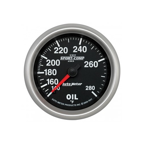 AUTOMETER GAUGE 2-5/8" OIL TEMPERATURE,140-280F,6 FT.,MECHANICAL,SPORT-COMP II # 7641