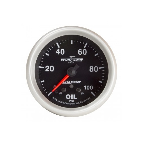 AUTOMETER GAUGE 2-5/8" OIL PRESSURE,W/ PEAK & WARN,0-100 PSI,STEPPER MOTOR,SPORT-COMP II # 7653