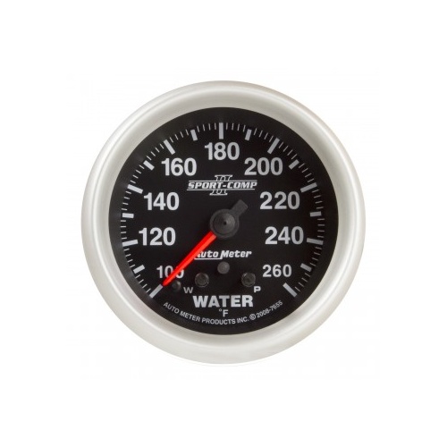 AUTOMETER GAUGE 2-5/8" WATER TEMPERATURE,W/ PEAK & WARN,100-260F,STEPPER MOTOR,SPORT-COMP II # 7655