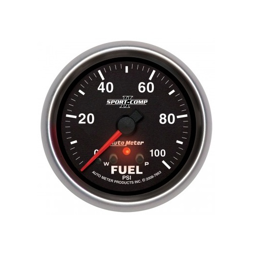 AUTOMETER GAUGE 2-5/8" FUEL PRESSURE,W/ PEAK & WARN,0-100 PSI,STEPPER MOTOR,SPORT-COMP II # 7663