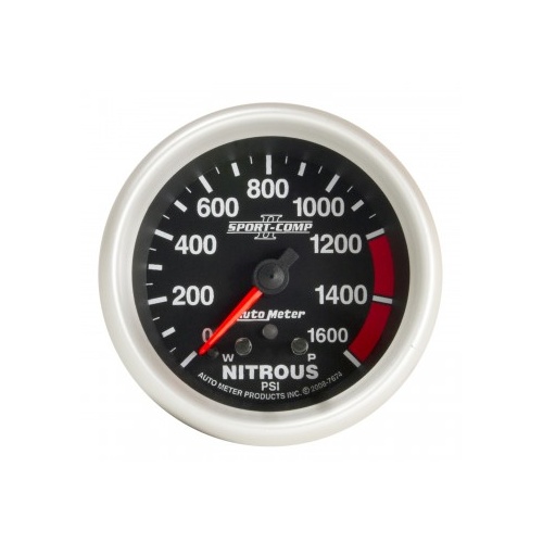 AUTOMETER GAUGE 2-5/8" NITROUS PRESSURE,W/ PEAK & WARN,0-1600 PSI,STEPPER MOTOR,SPORT-COMP II # 7674