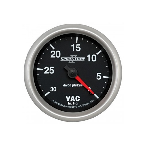 AUTOMETER GAUGE 2-5/8" VACUUM,0-30 IN HG,SPORT-COMP II # 7684