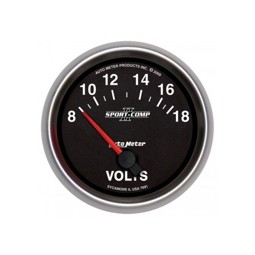 AUTOMETER GAUGE 2-5/8" VOLTMETER,8-18V,AIR-CORE,SPORT-COMP II # 7691