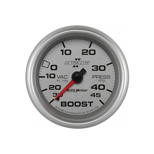 AUTOMETER GAUGE 2-5/8" BOOST/VACUUM,30 IN HG/45 PSI,MECHANICAL,ULTRA-LITE II # 7708