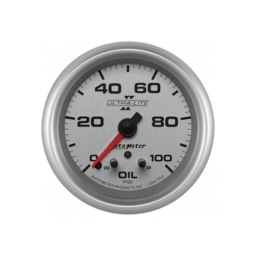 AUTOMETER GAUGE 2-5/8" OIL PRESSURE,W/ PEAK & WARN,0-100 PSI,STEPPER MOTOR,ULTRA-LITE II # 7753