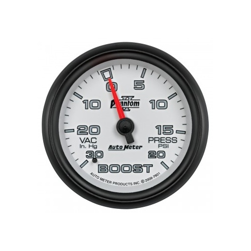 AUTOMETER GAUGE 2-5/8" BOOST/VACUUM,30 IN HG/20 PSI,MECHANICAL,PHANTOM II # 7801
