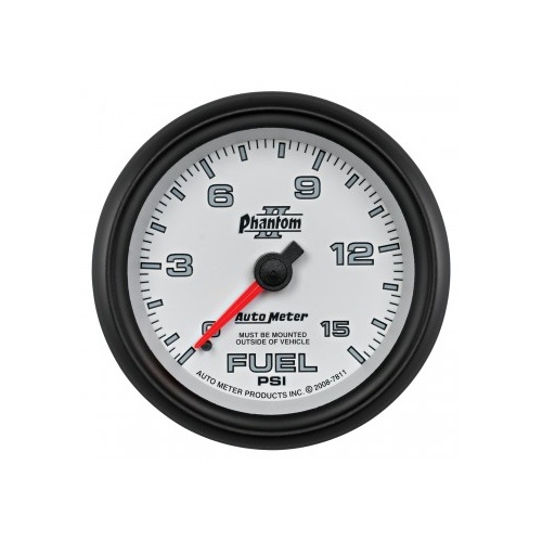 AUTOMETER GAUGE 2-5/8" FUEL PRESSURE,0-15 PSI,MECHANICAL,PHANTOM II # 7811