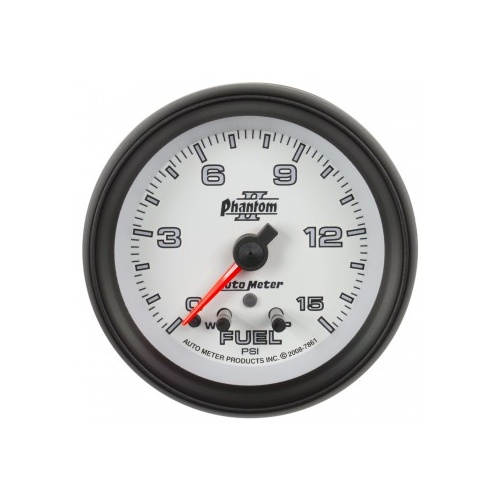 AUTOMETER GAUGE 2-5/8" FUEL PRESSURE,W/ PEAK & WARN,0-15 PSI,STEPPER MOTOR,PHANTOM II # 7861