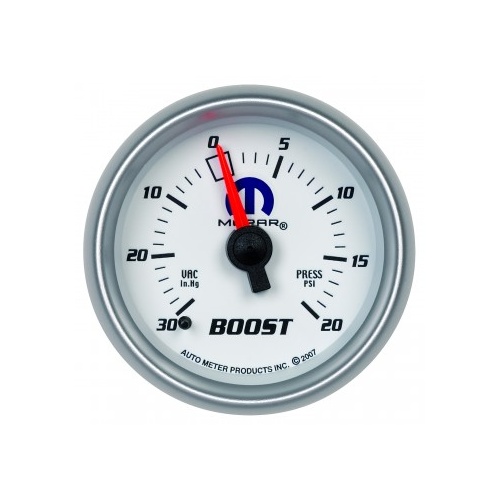 AUTOMETER GAUGE 2-1/16" BOOST/VACUUM,30 IN HG/20 PSI,MECHANICAL,WHITE,MOPAR # 880026