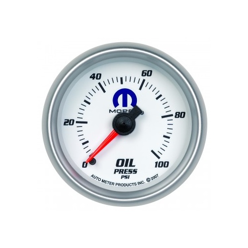 AUTOMETER GAUGE 2-1/16" OIL PRESSURE,0-100 PSI,MECHANICAL,WHITE,MOPAR # 880028