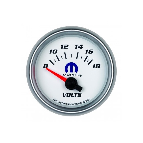 AUTOMETER GAUGE 2-1/16" VOLTMETER,8-18V,AIR-CORE,WHITE,MOPAR # 880035