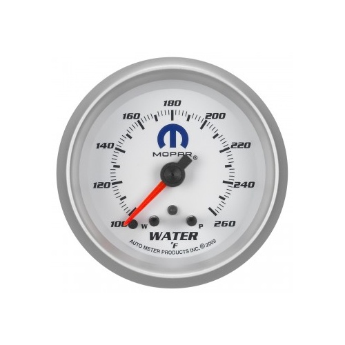 GAUGE 2-5/8" WATER TEMP,W/ PEAK& WARN,100-260F,STEPPER MOTOR,WHITE,MOPAR # 880250