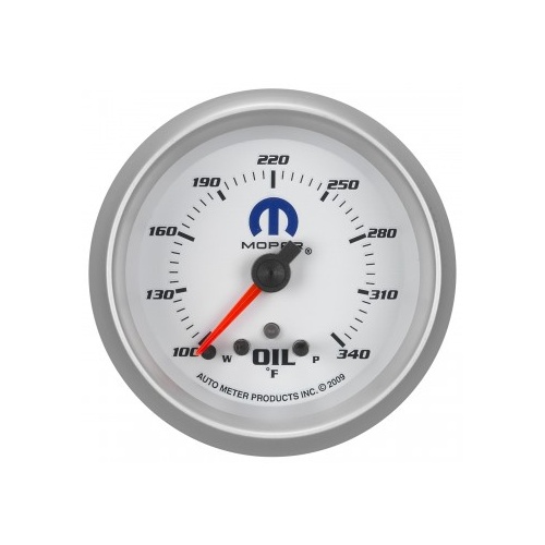 AUTOMETER GAUGE 2-5/8" OIL TEMP,W/ PEAK& WARN,100-340F,STEPPER MOTOR,WHITE,MOPAR # 880251
