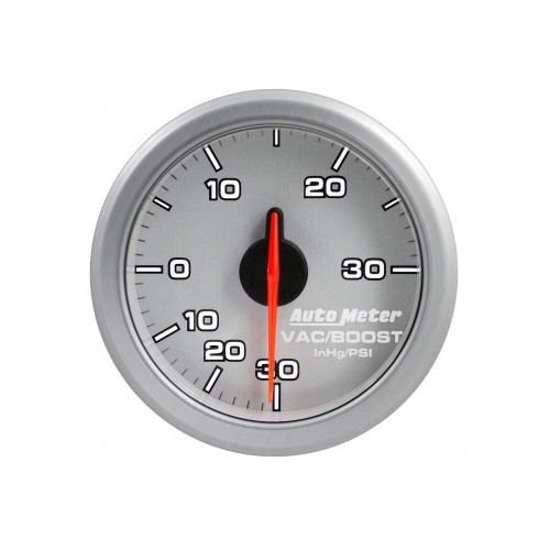 AUTOMETER GAUGE 2-1/16" BOOST/VAC,30 IN HG/30 PSI,AIR-CORE,AIRDRIVE,SLV # 9159-UL