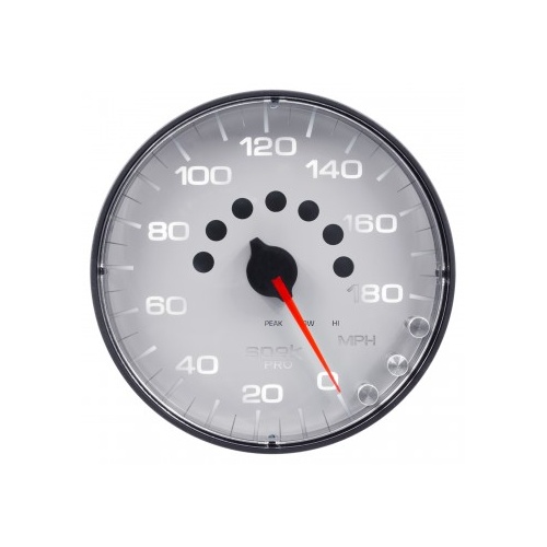 AUTOMETER GAUGE 5" SPEEDOMETER,0-180 MPH,ELECTRIC,SPEK-PRO,WHITE DIAL,BLACK BEZEL,FLAT ANTIGLARE LENS # P230128