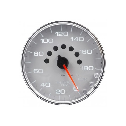 AUTOMETER GAUGE 5" SPEEDOMETER,0-180 MPH,ELECTRIC,SPEK-PRO,SILVER DIAL,CHROME BEZEL,CLEAR LENS # P23021