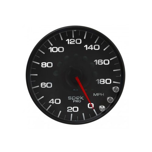 AUTOMETER GAUGE 5" SPEEDOMETER,0-180 MPH,ELECTRIC,SPEK-PRO,BLACK DIAL,BLACK BEZEL,CLEAR LENS # P23032