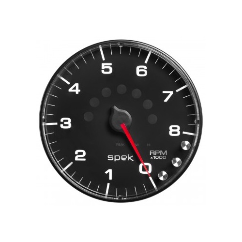 AUTOMETER GAUGE 5" IN-DASH TACHOMETER,0-8,000 RPM,SPEK-PRO,BLACK DIAL,BLACK BEZEL,FLAT ANTIGLARE LENS # P238328