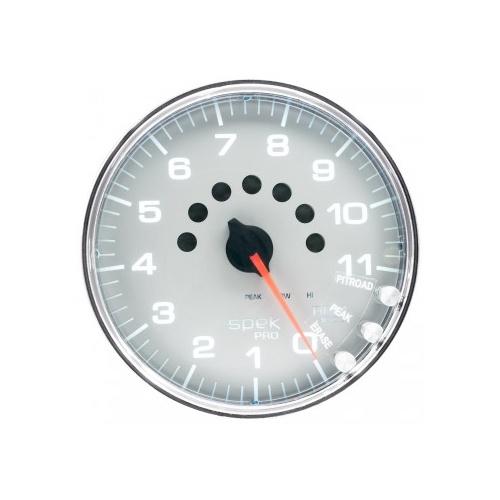 AUTOMETER GAUGE 5" IN-DASH TACHOMETER,0-11,000 RPM,SPEK-PRO,SILVER DIAL,CHROME BEZEL,CLEAR LENS # P23921