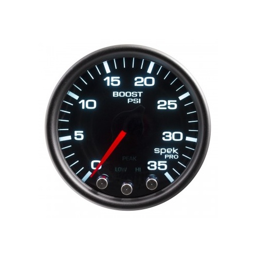 AUTOMETER GAUGE 2-1/16" BOOST,0-35 PSI,STEPPER MOTOR,SPEK-PRO,BLACK DIAL,BLACK BEZEL,SMOKED LENS # P30352