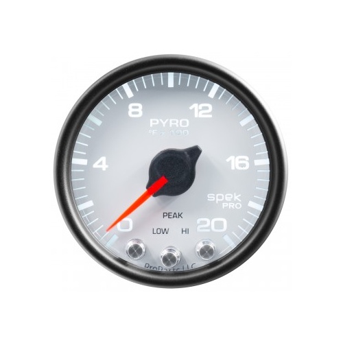 AUTOMETER GAUGE 2-1/16" PYROMETER,0-2000F,STEPPER MOTOR,SPEK-PRO,WHITE DIAL,BLACK BEZEL,CLEAR LENS # P31012