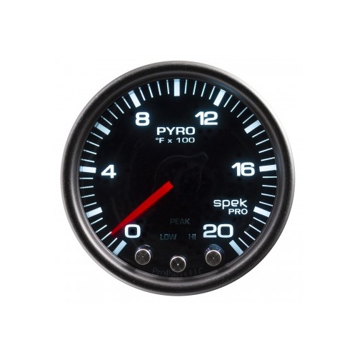 AUTOMETER GAUGE 2-1/16" PYROMETER,0-2000F,STEPPER MOTOR,SPEK-PRO,BLACK DIAL,BLACK BEZEL,SMOKED LENS # P31052