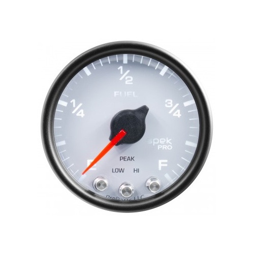 AUTOMETER GAUGE 2-1/16" FUEL LEVEL,PROGRAMMABLE 0-300 ?,STEPPER MOTOR,SPEK-PRO,WHITE DIAL,BLACK BEZEL,CLEAR LENS # P31212